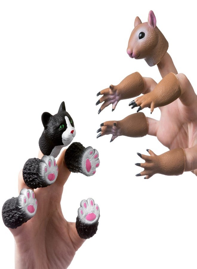AQKILO Finger Puppet Set, Animals Puppet Show Theater Props, Novelty Toys Weird Stuff Gifts (Squirrel & Cat) - Image 1